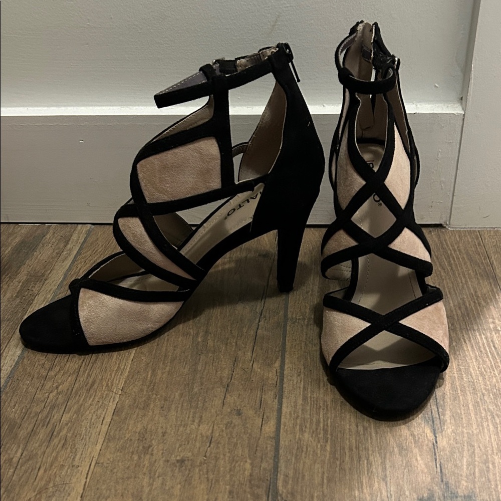 Rialto Black and Cream Strappy Heels